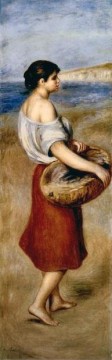  Basket Art - girl with a basket of fish Pierre Auguste Renoir